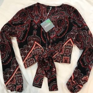 Missguided tie front crop top